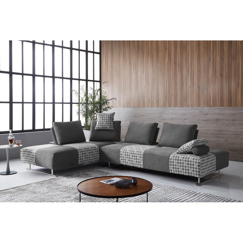 Shades of Gray Houndstooth Fabric Modular Sectional Sofa Bed By Homeroots