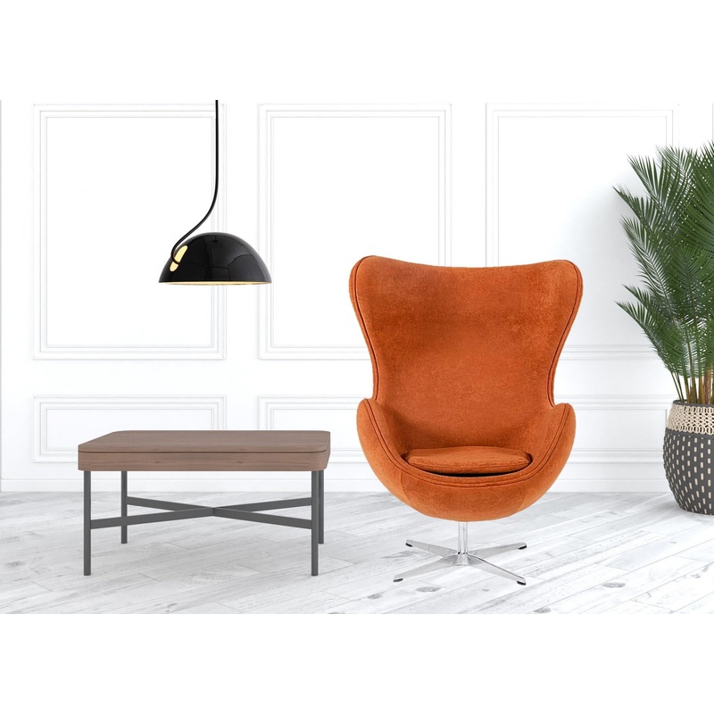 Stylish Mid Century Dark Orange Fabric Swivel Accent Chair By Homeroots