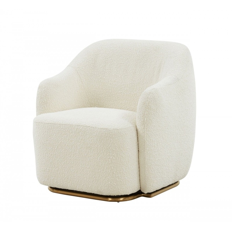 Stylish Off White Sherpa And Steel Chair By Homeroots