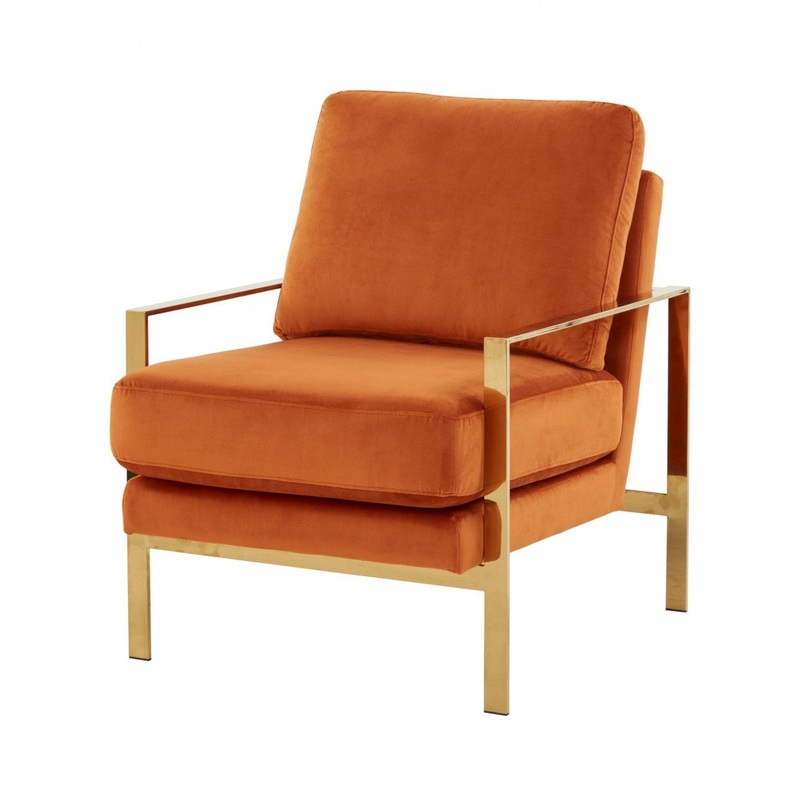 Stylish Orange And Gold Accent Chair By Homeroots