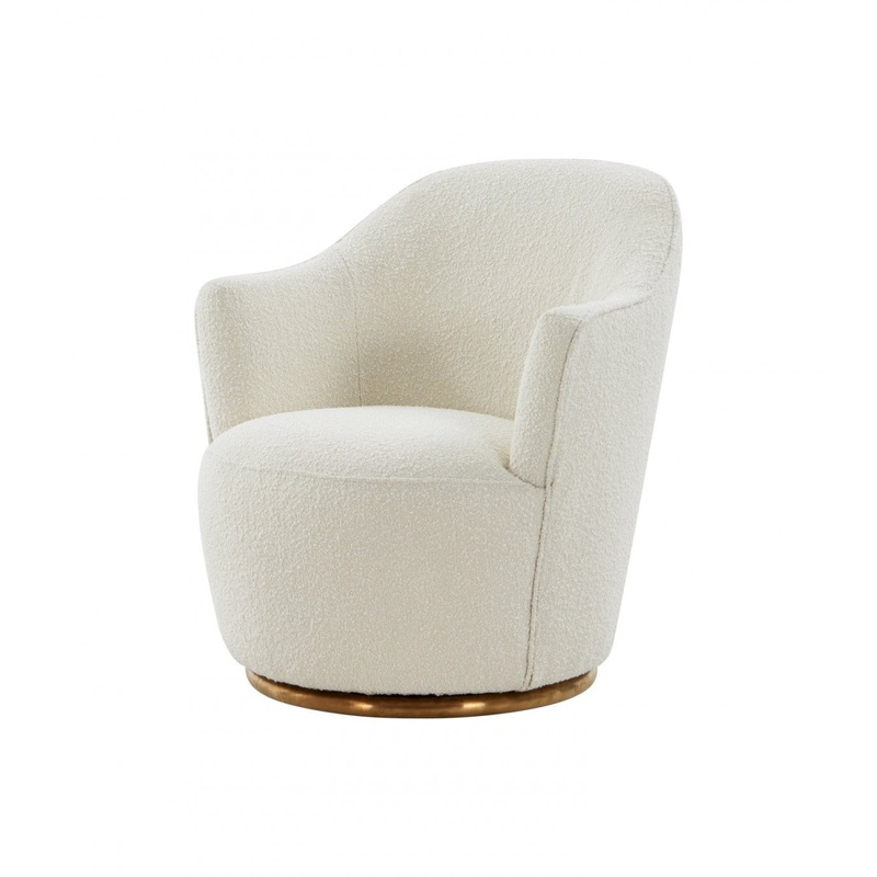 Stylish Sherpa And Gold Metal Swivel Chair By Homeroots