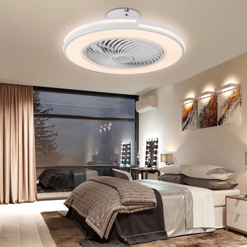 White Compact LED Fan and Light By Homeroots