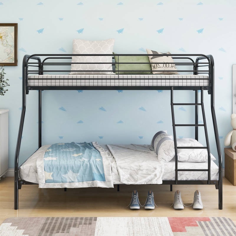 Black Heavy Duty Twin Over Full Metal Bunk Bed By Homeroots