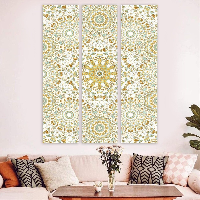 Blue Boho Mandala Three Panel Room Divider Screen By Homeroots