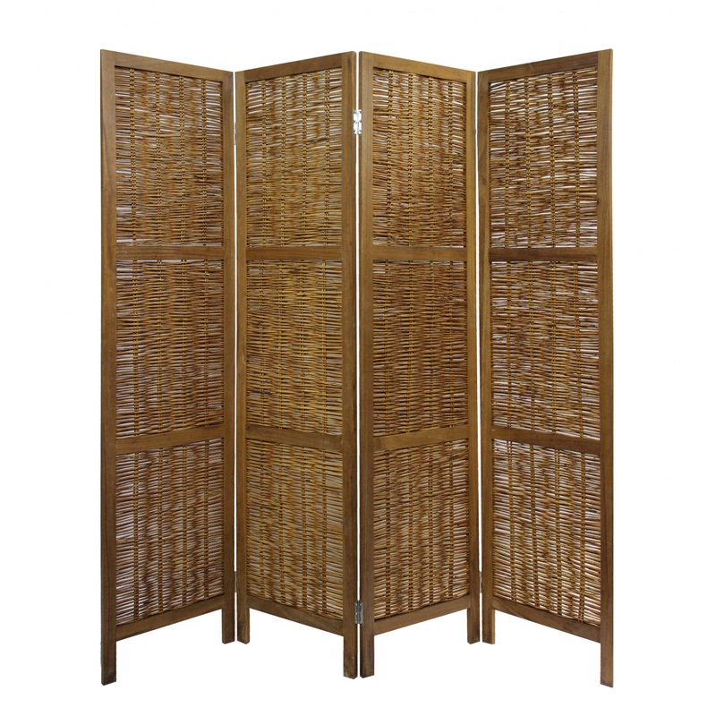 Brown Willow Four Panel Room Divider Screen By Homeroots