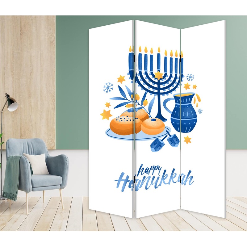 Celebratory Hanukkah Three Panel Room Divider Screen By Homeroots