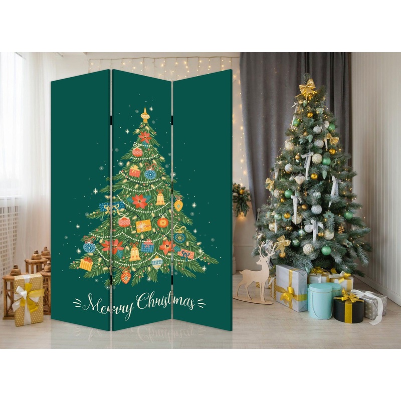 Festive Merry Christmas Three Panel Room Divider Screen By Homeroots