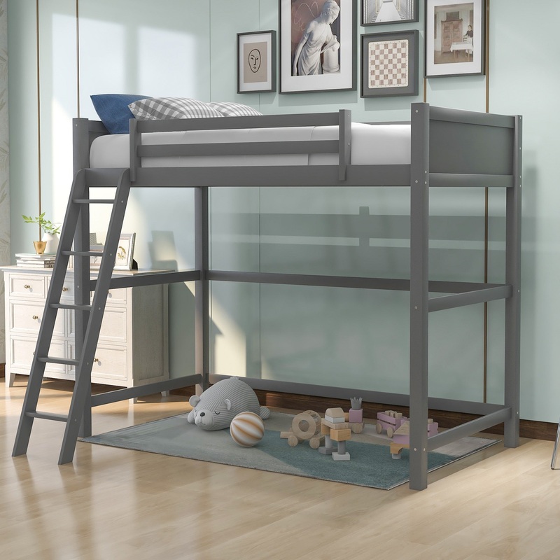 Gray Twin Size High Loft Bed By Homeroots