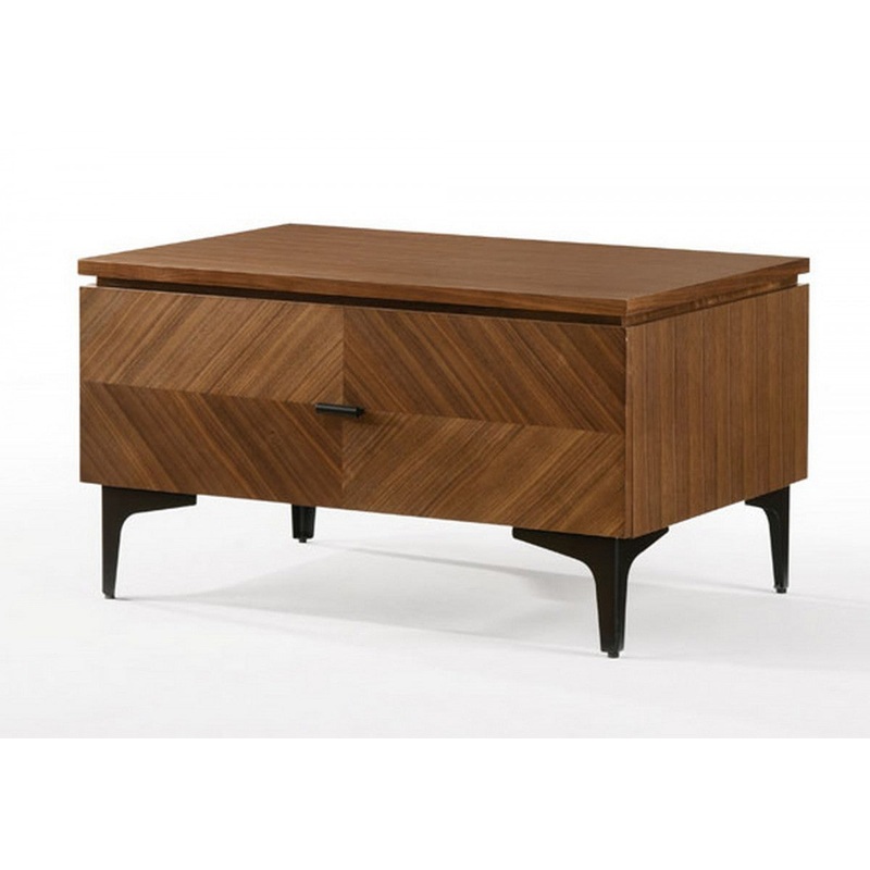 Mid Century Walnut Nightstand With Two Drawers By Homeroots