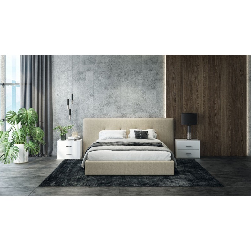 Modern Glossy White Box Nightstand With Two Drawers By Homeroots