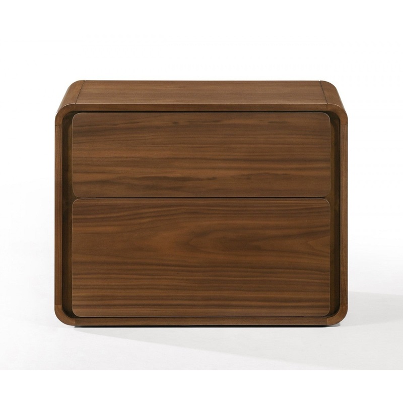 Modern Walnut Brown Nightstand With Two Drawers By Homeroots - 473028