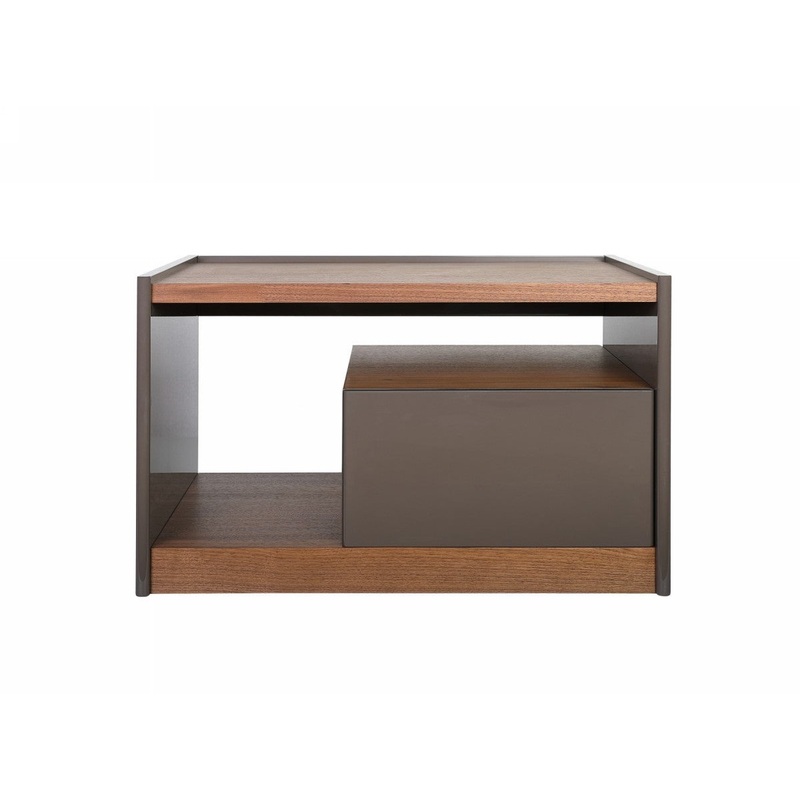 Modern Walnut Nightstand With Drawer Box And Shelf By Homeroots
