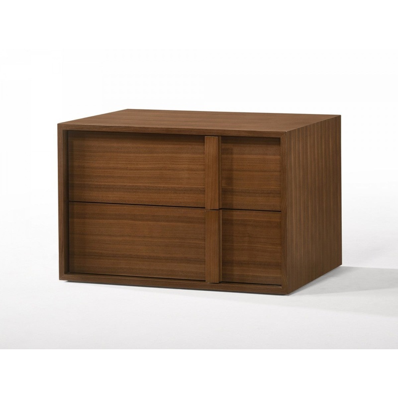 Modern Walnut Nightstand With Two Integrated Drawers By Homeroots