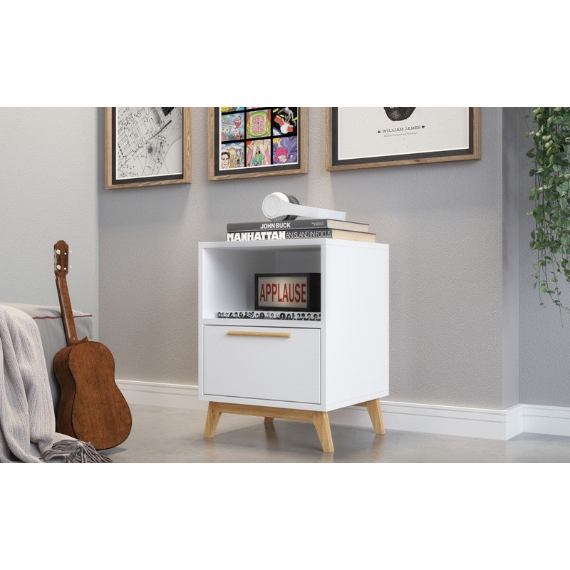 Modern White And Natural Flair Night Stand By Homeroots