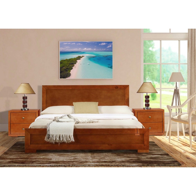 Moma Cherry Wood Platform Twin Bed With Nightstand By Homeroots