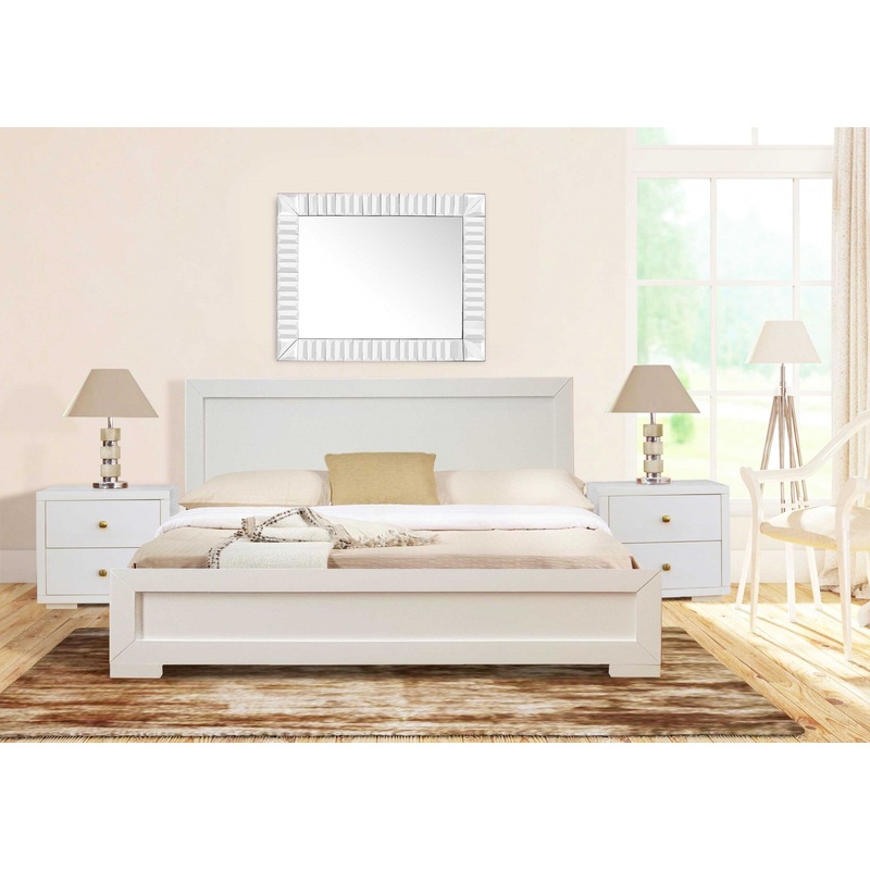 Moma White Wood Platform Queen Bed With Two Nightstands By Homeroots
