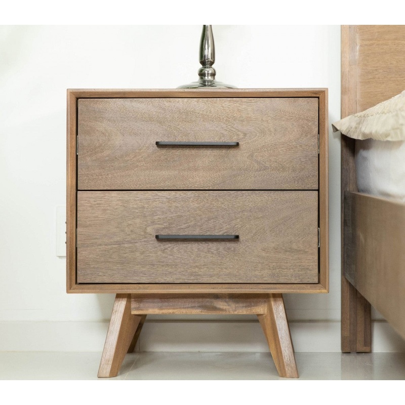 Natural Light Mocha Contemporary Nightstand With Two Drawers By Homeroots