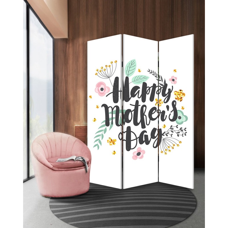 Sweet Floral Mother'S Day Three Panel Room Divider Screen By Homeroots