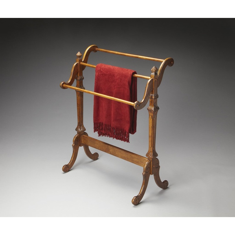 Vintage Oak Blanket Stand By Homeroots