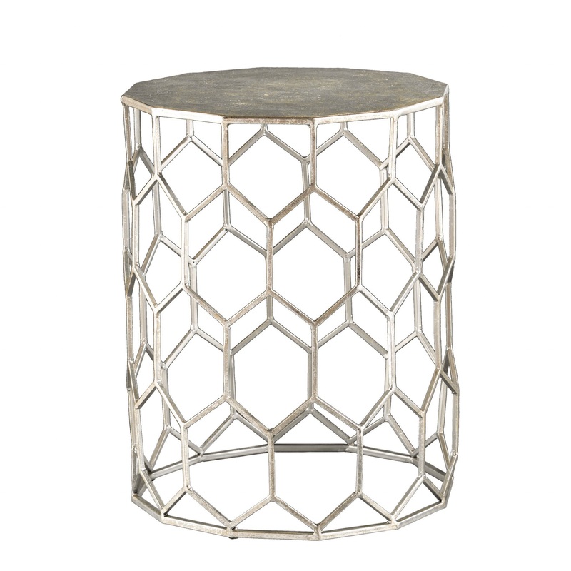 Antiqued Gold Honeycomb Hexagonal End Table By Homeroots