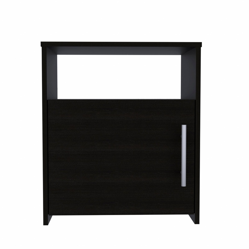 Black One Cabinet Faux Wood Nightstand By Homeroots