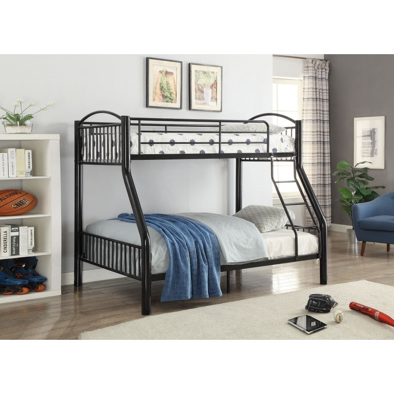 Black Traditional Twin Over Full Bunk Bed By Homeroots