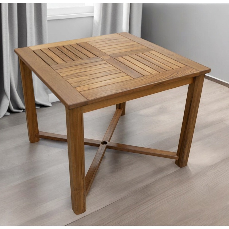 Brown Square Solid Wood Trestle Base Dining Table By Homeroots