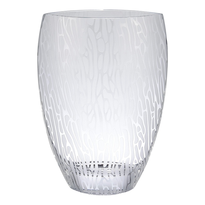 Clear and Frosted Abstract Oval Crystal Table Vase By Homeroots