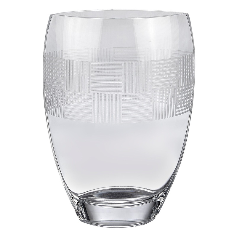 Clear With Geometric Pattern Oval Crystal Table Vase By Homeroots