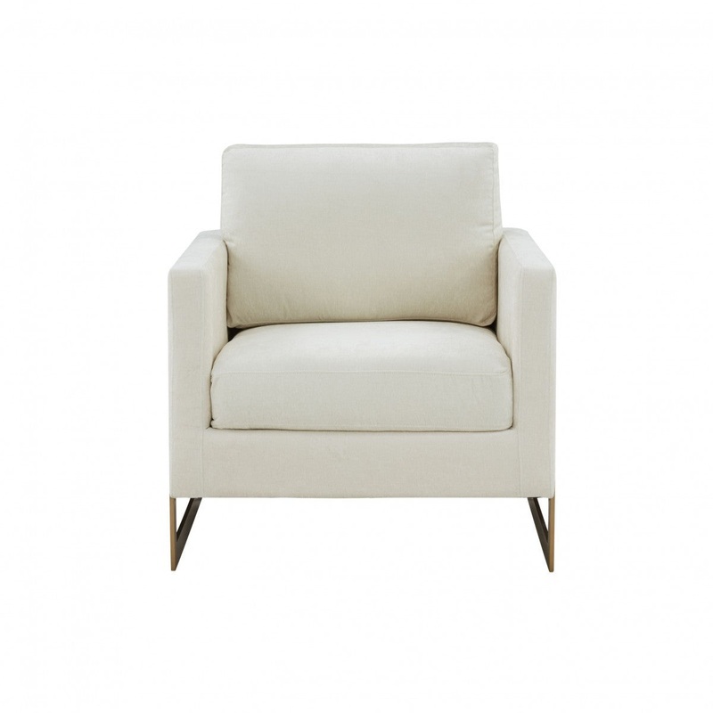 Cream And Gold Upholstered Arm Chair By Homeroots