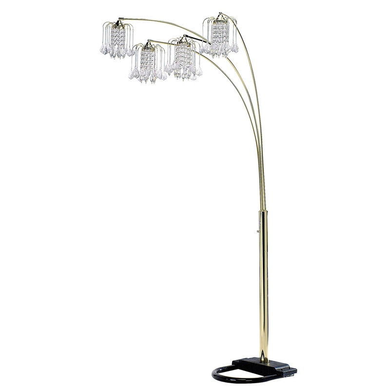 Gold Four Light Tree Floor Lamp With Clear Glass Novelty Shade By Homeroots