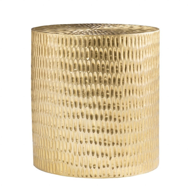 Gold Manufactured Wood And Solid Wood Round End Table By Homeroots