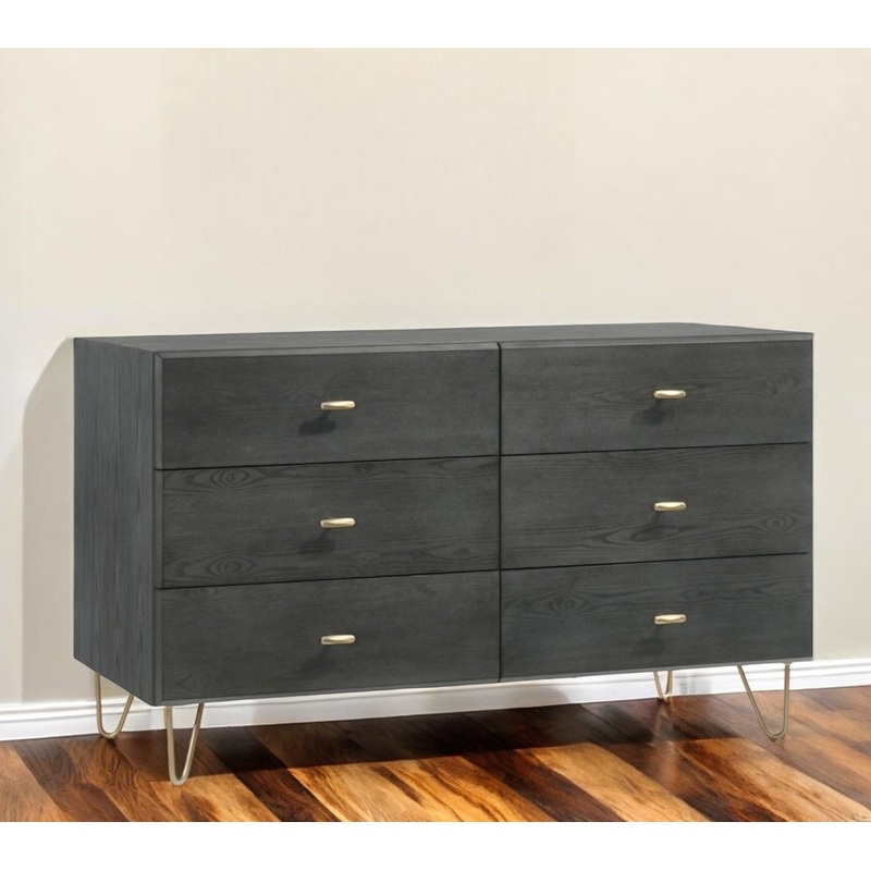 Grey Manufactured Wood Six Drawer Double Dresser By Homeroots