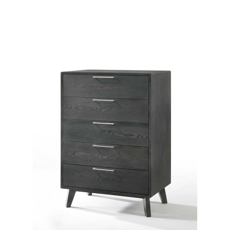 Grey Wash Solid Wood Five Drawer Chest By Homeroots