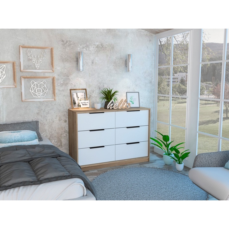 Modern Rustic White And Natural Dresser By Homeroots