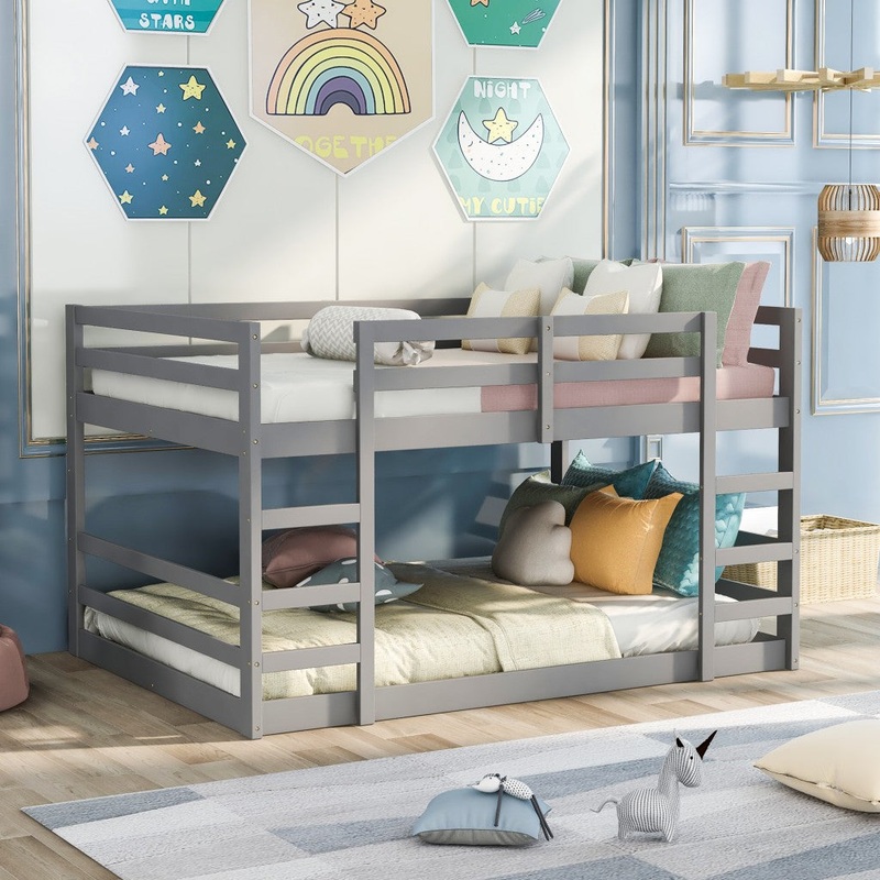 Pastel Gray Full Over Full Dual Ladder Bunk Bed By Homeroots