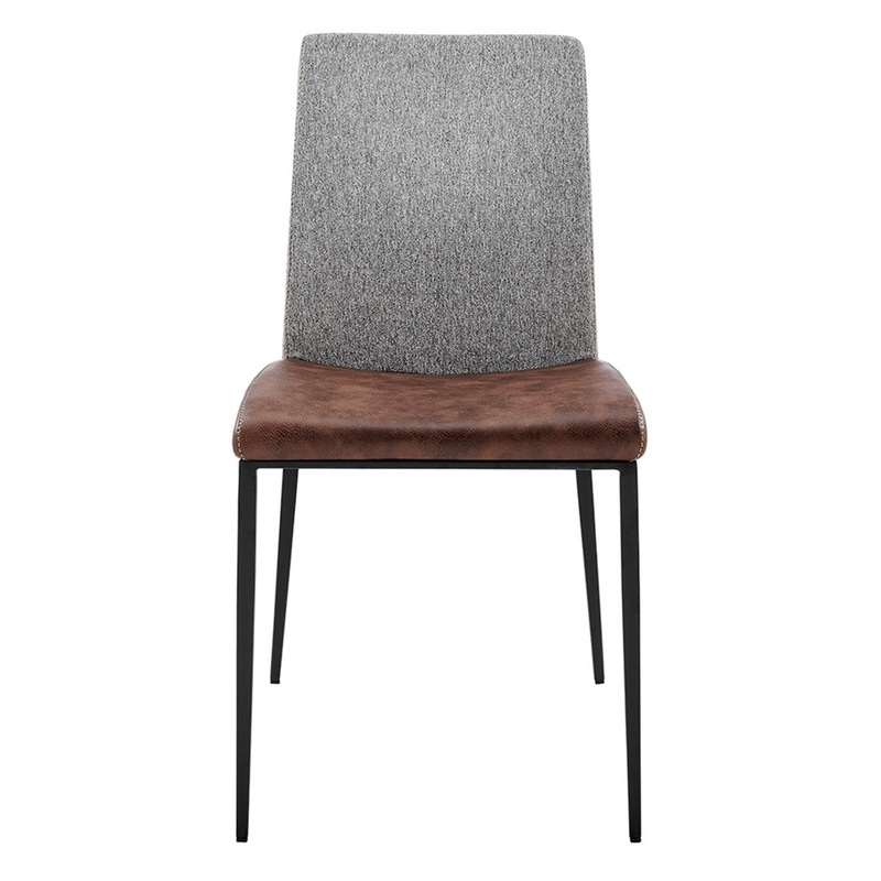 Set of Two Brown and Light Gray Stainless Steel Chairs By Homeroots
