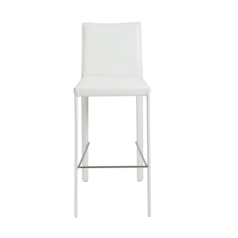 Set of Two White Steel Low Back Bar Height Bar Chairs By Homeroots