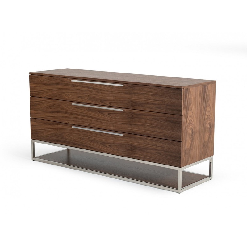 Walnut Manufactured Wood Three Drawer Dresser By Homeroots