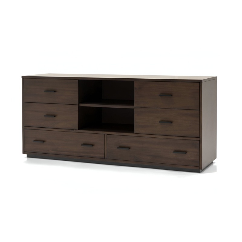 Walnut Six Drawer Double Dresser By Homeroots