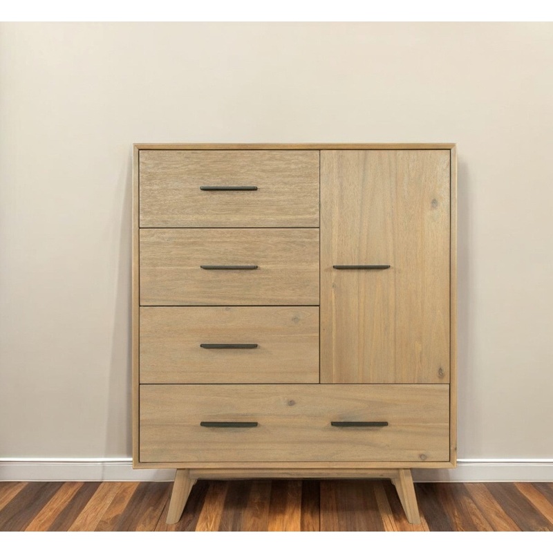 Walnut Solid Wood Four Drawer Gentlemans Chest By Homeroots
