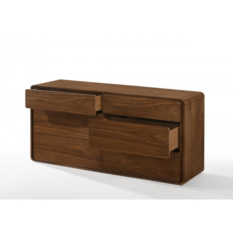 Walnut Solid Wood Six Drawer Double Dresser By Homeroots