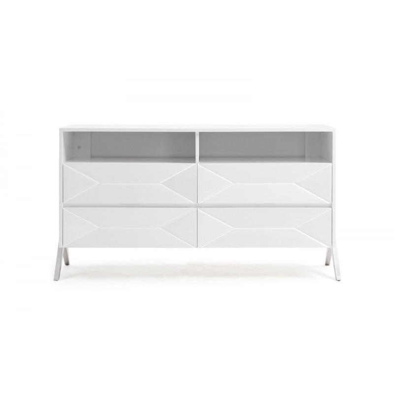 White Manufactured Wood Four Drawer Double Dresser By Homeroots