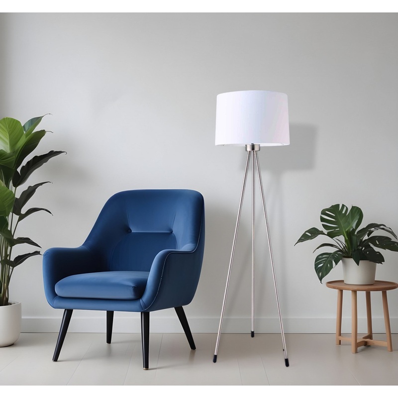 White Tripod Floor Lamp With White Drum Shade By Homeroots