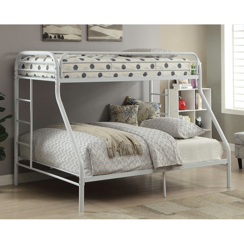 White Twin Xl Over Queen Size Metal Bunk Bed By Homeroots