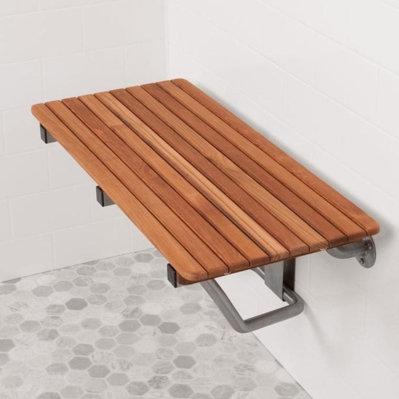 28" Premium Wall Mount Teak Shower Bench By Homeroots