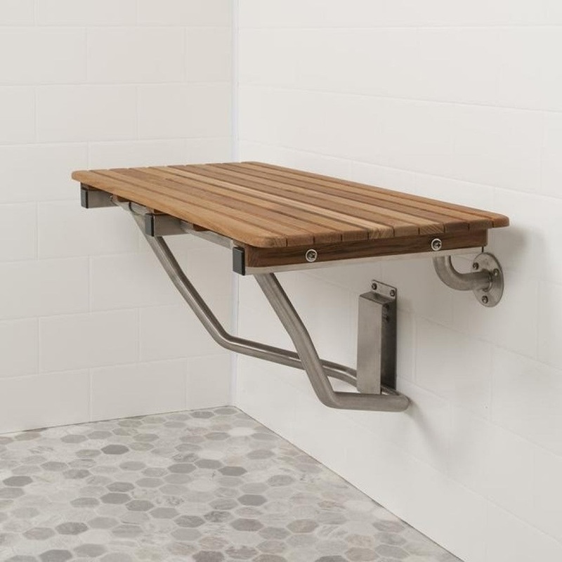 32" Premium Wall Mount Teak Shower Bench By Homeroots