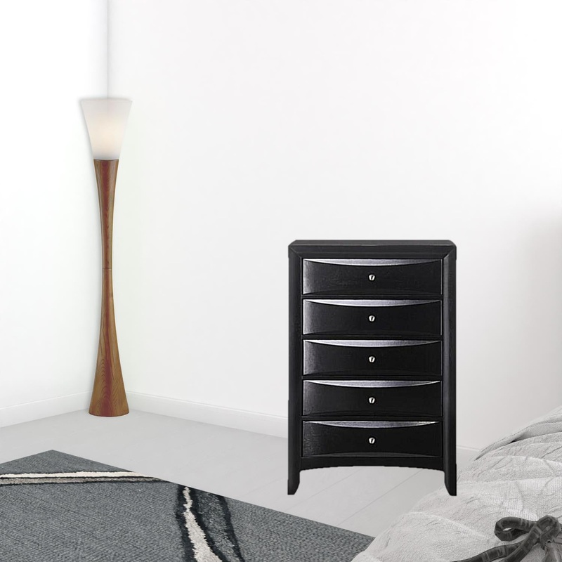 48' Black Wood Chest With Center Metal Glide By Homeroots