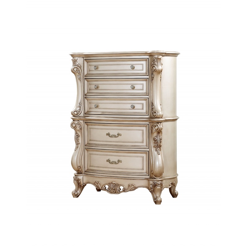 Antique White Wood Chest By Homeroots - 347177