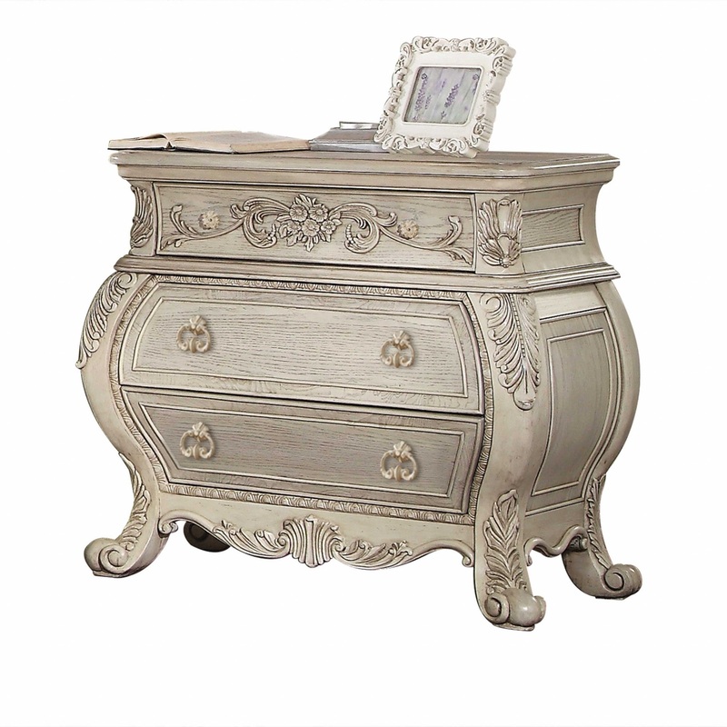 Antique White Wood Nightstand By Homeroots